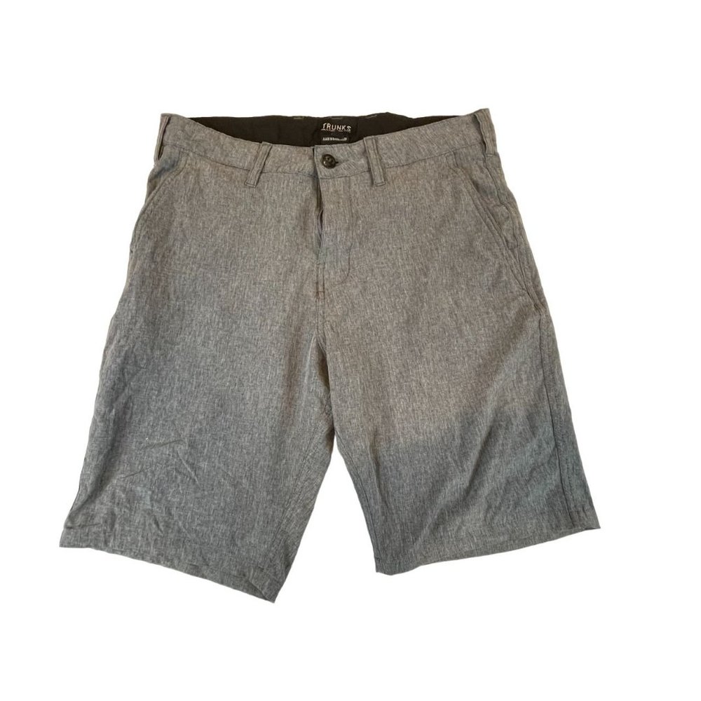 Trunks Mens Short Multi Functional Chino Flat Front Lightweight Gray Size 30